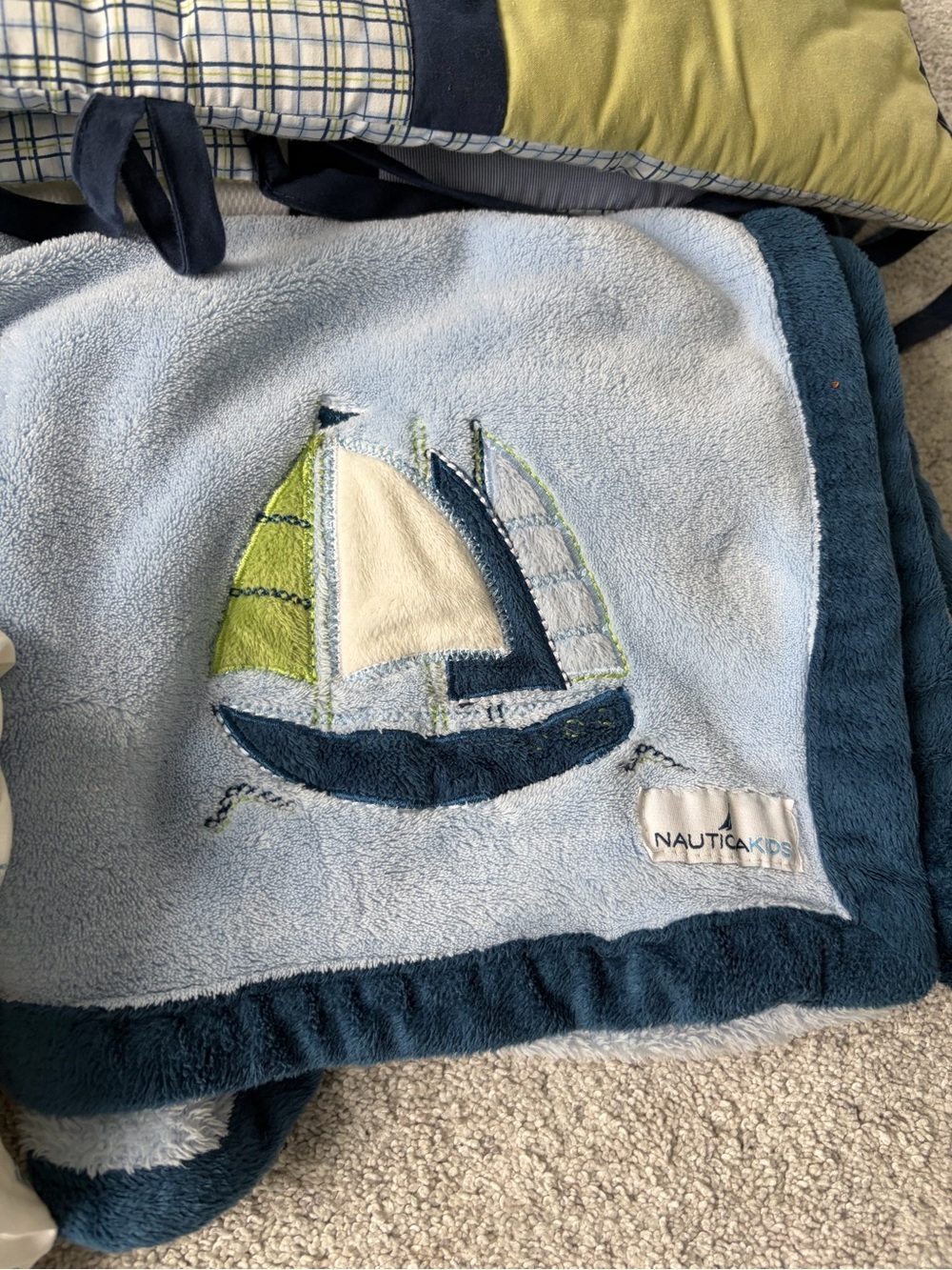 Nautica Kids Nautical Sailboat Baby Crib Bedding Set - Blue & Green - Picture 3 of 3